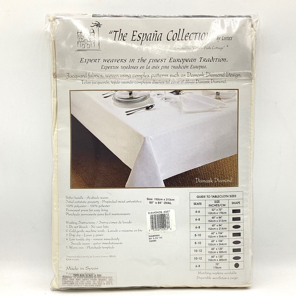 The Espana Collection Damask Tablecloth Oval 60"X84"  Spain - Picture 1 of 2